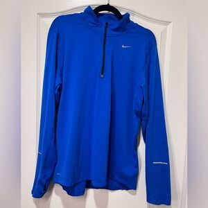Nike Dri-Fit Element Quarter Zip Pullover Top w/ Thumbholes Blue Size Large